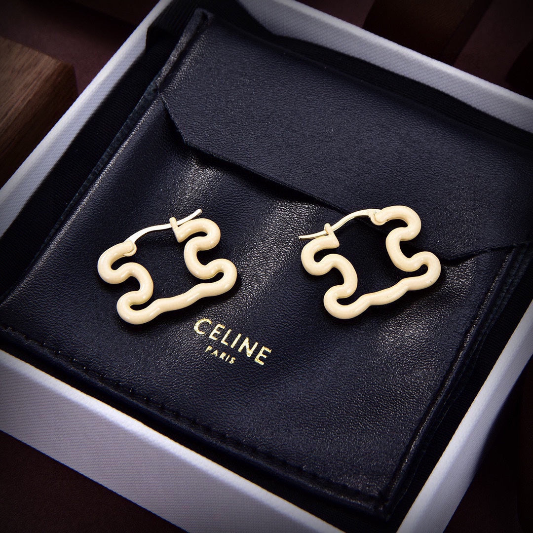 18K Celine Color Resin Earrings